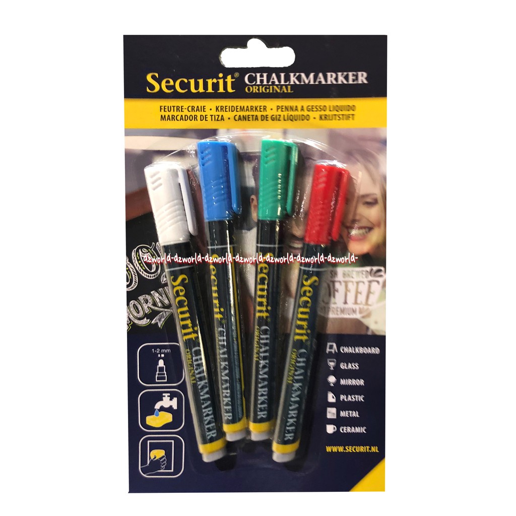 Securit Chalk Marker Spidol Untuk Blackboard Spidol Lukis 4 Set Securit Liquid