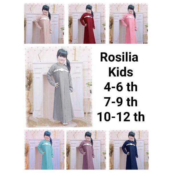 Pakaian Gamis Anak Perempuan Terbaru/Rosilia Kids 4-12 Tahun Matt Moscrepe Mix Brokat