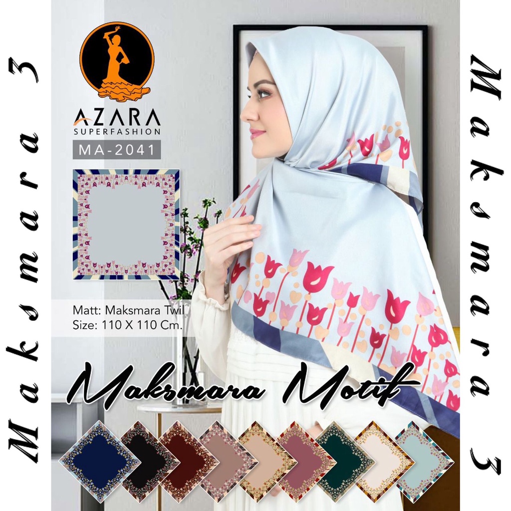 Segiempat Motif Hijab SILK OLIVIA MOTIF UMAMA 110x110 Butter Silk Velvet Motif-Maksmara 3