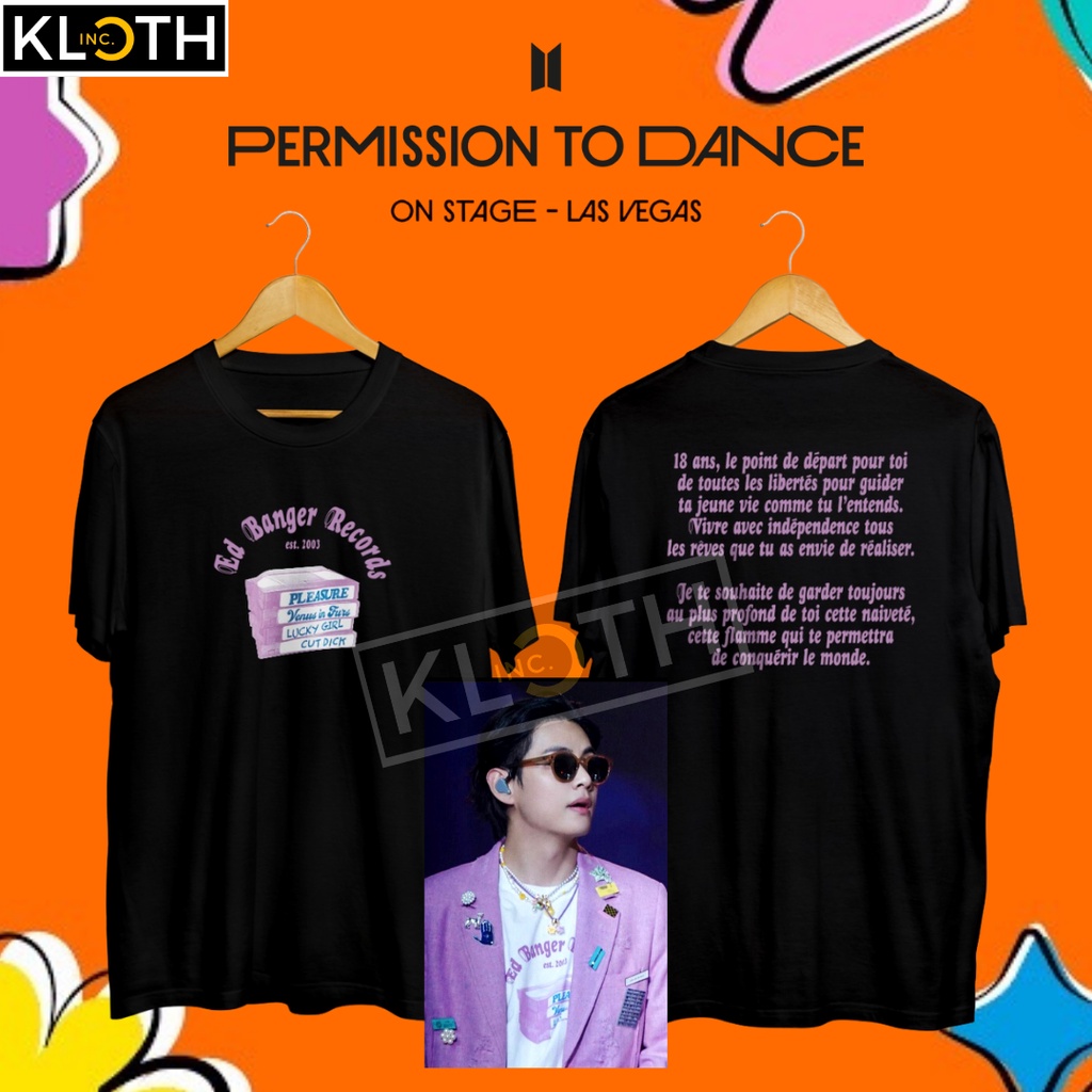 [PTD] Kaos BTS Taehyung Ed Banger Records Permission To Dance LAS VEGAS Concert Cotton 24s Premium Bisa Upgrade Lengan Panjang