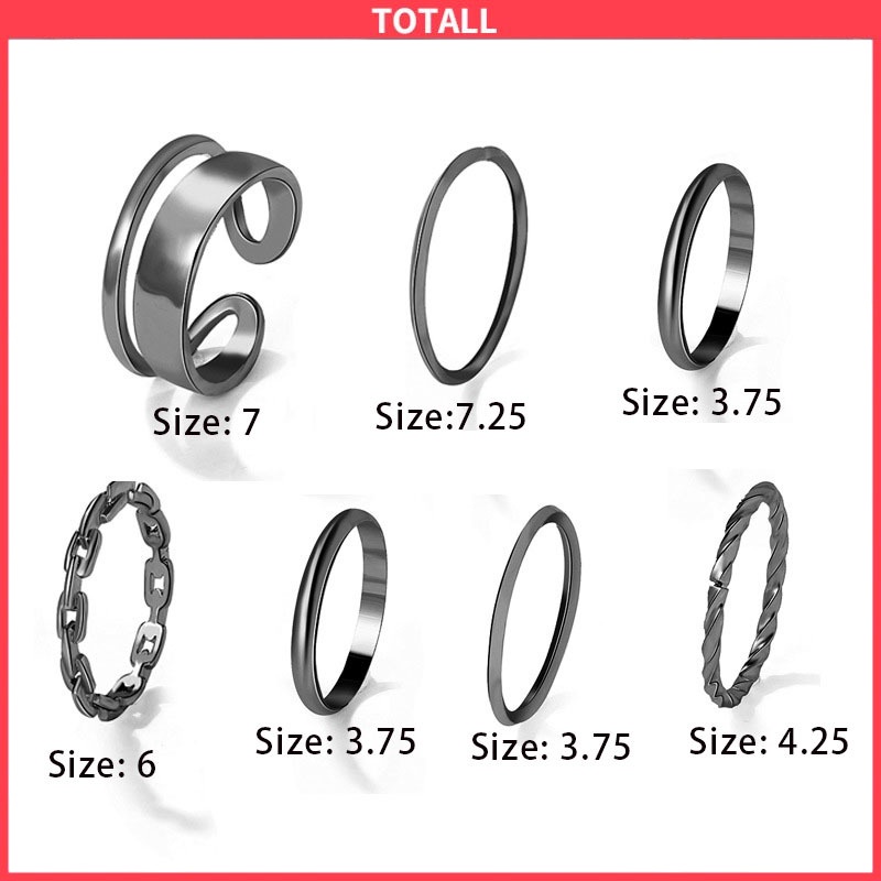 COD 7pcs Cincin Korea Hitam Gaya Punk Aesthetic Cincin Titanium Pria Keren Untuk Wanita Ring Jewelry-Totall