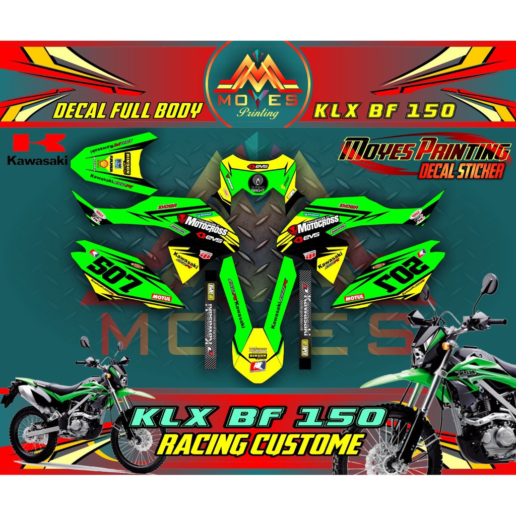 COD - DECAL STIKER KLX BF FULL BODY - CRF 150 - PREMIUM FULLBODY VARIASI WARNA HIJAU DLL