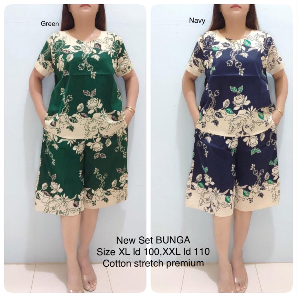 pakaian wanita.setelan kulot batik bunga.katun stretd premium
