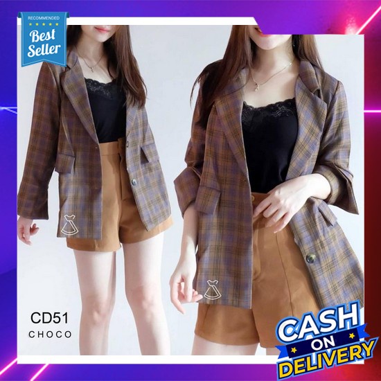 Blazer Wanita Korea Kekinian Lengan Panjang Terbaru Setelan Jas Wanita Muslimah Korean Style - Blaze