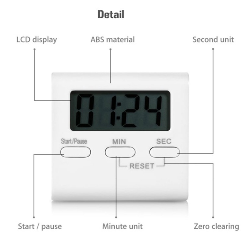 Timer Masak Dapur Alarm Set Up LCD Countdown Digital Alarm Clock