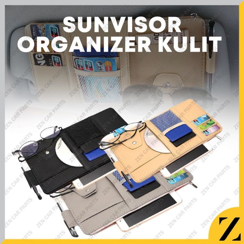 CC2 Sun Visor Car Organizer Tempat Kartu Pen Handphone Mobil sunvisor E tol Hp Kacamata Uang Koin Holder Jepit  Mobil