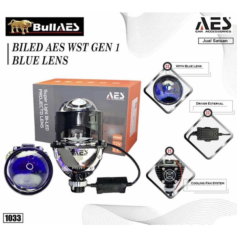 BILED 2.5 WST BLUELENS AES I Projector AES BILED 2.5 inchi Lampu Motor Dan Mobil