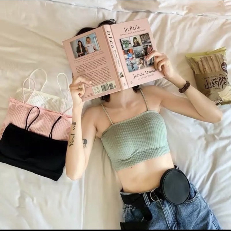 T507 - Knit Tank Top Model Silang / Crop Top Tali Spaghetti / T507-81834 RANDOM