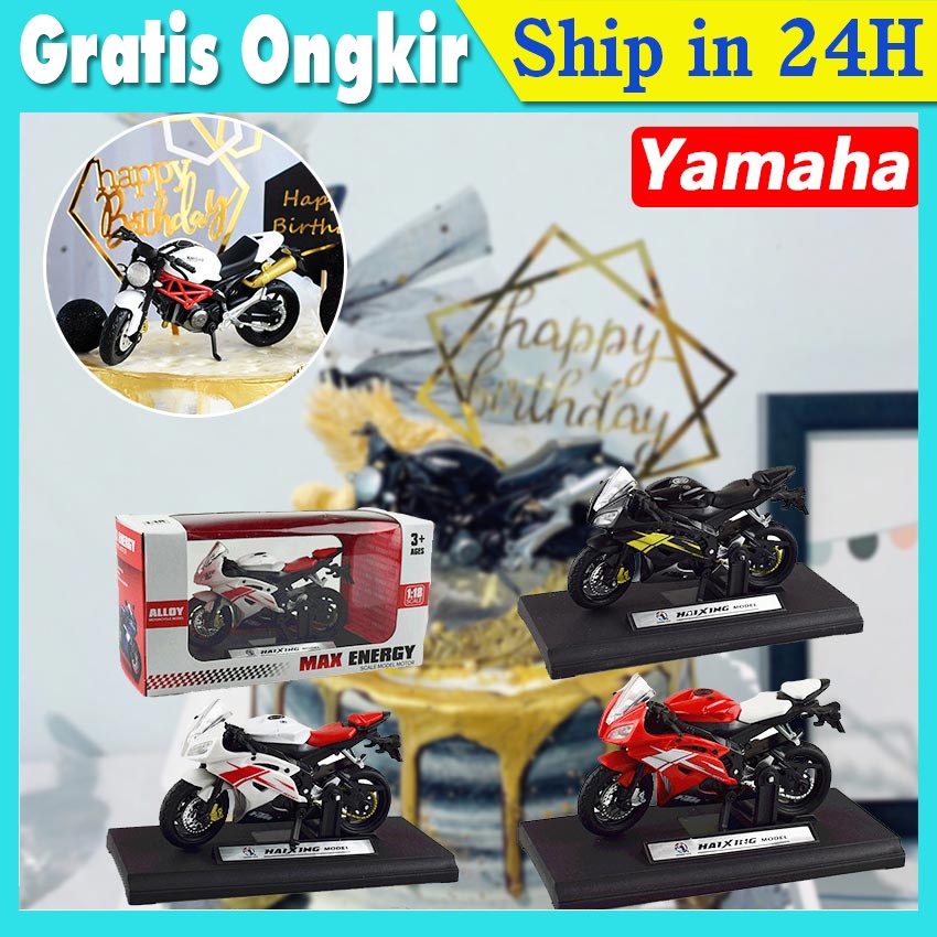 Miniatur Diecast Motor YAMAHA Ducati 1:18 mainan anak Hiasan Kue
