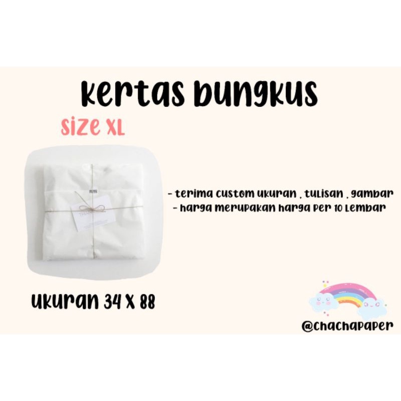 

[ 34 X 88 ] ( 10 LEMBAR ) WRAPPING PAPER / KERTAS PACKING / KERTAS HAMPERS / KERTAS BUNGKUS BAJU / DORSLAG