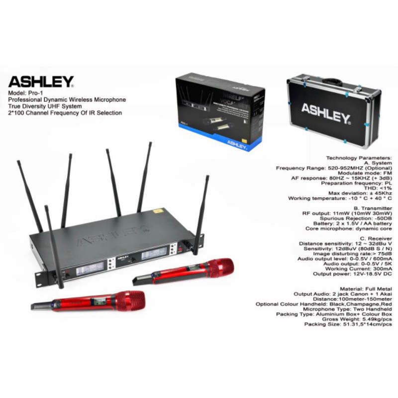 Mic wireless Ashley Pro-1 original mic wireless Ashley pro1