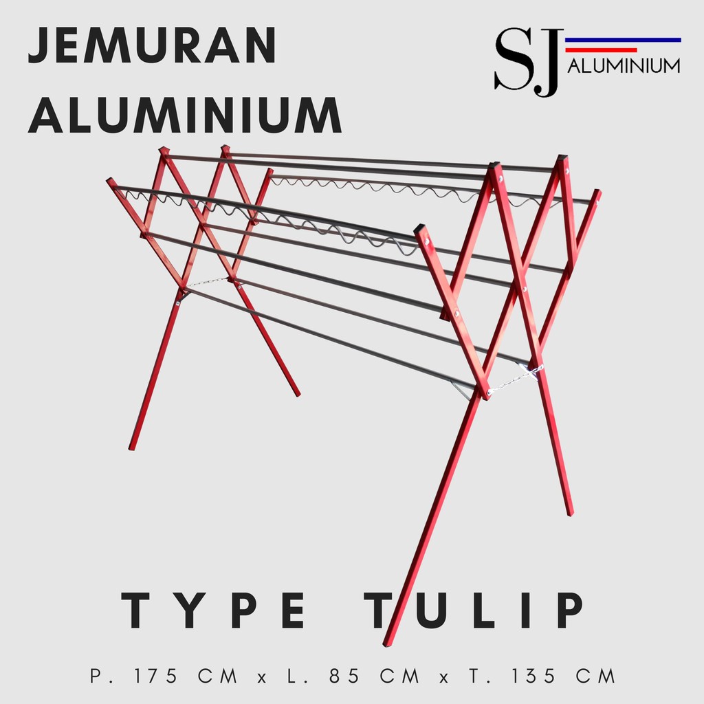 TULIP - Jemuran Baju / Pakaian Aluminium Merah - 175 CM ...