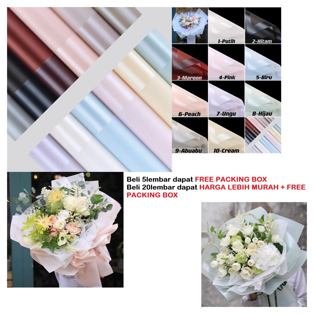

UJS110 - 5Lembar-Kertas Bunga Buket Transparan List Frame Tebal/Flower Wrapping Paper