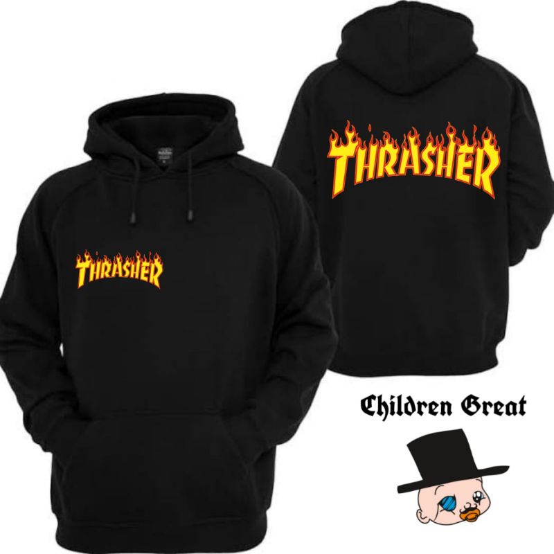 Jaket Hoodie THRASHER zipper distro dewasa tee jacket hitam polos sweater sweatShirt katun crewneck