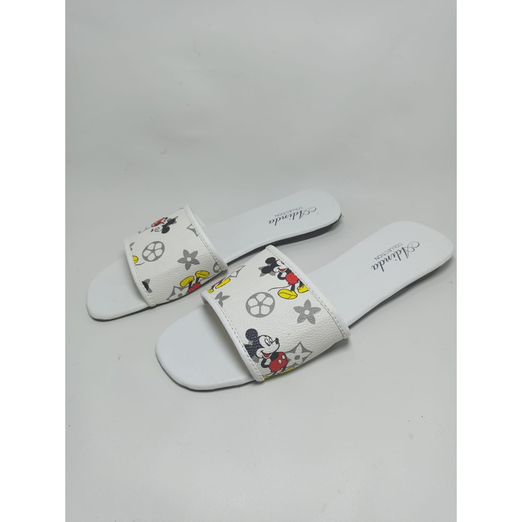 sandal teplek wanita motif mickey mouse/sandal wanita/sandal hotel/sandal rumah/sandal selop/sandal flat