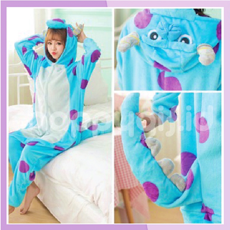 BAJU TIDUR KOSTUM ONESIE KIGURUMU PIYAMA MONSTER DEWASA KARAKTER - SULLEY MIKE SULLIVAN MONSTER INC