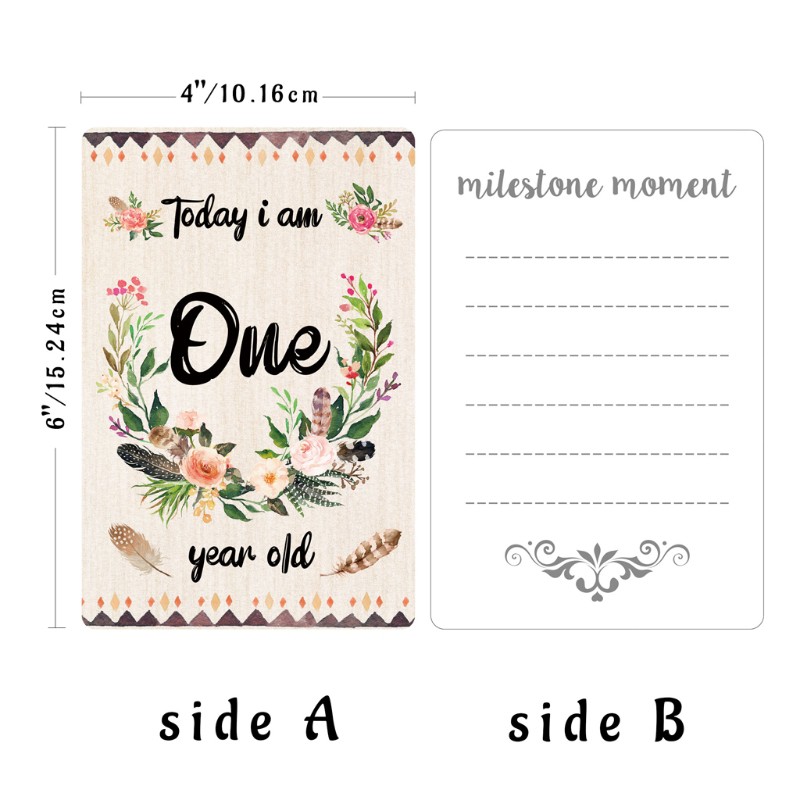 Mary☆ 12 Sheet Baby Monthly Milestone Cards Birth to 12 Months Photo Prop Moment Cards