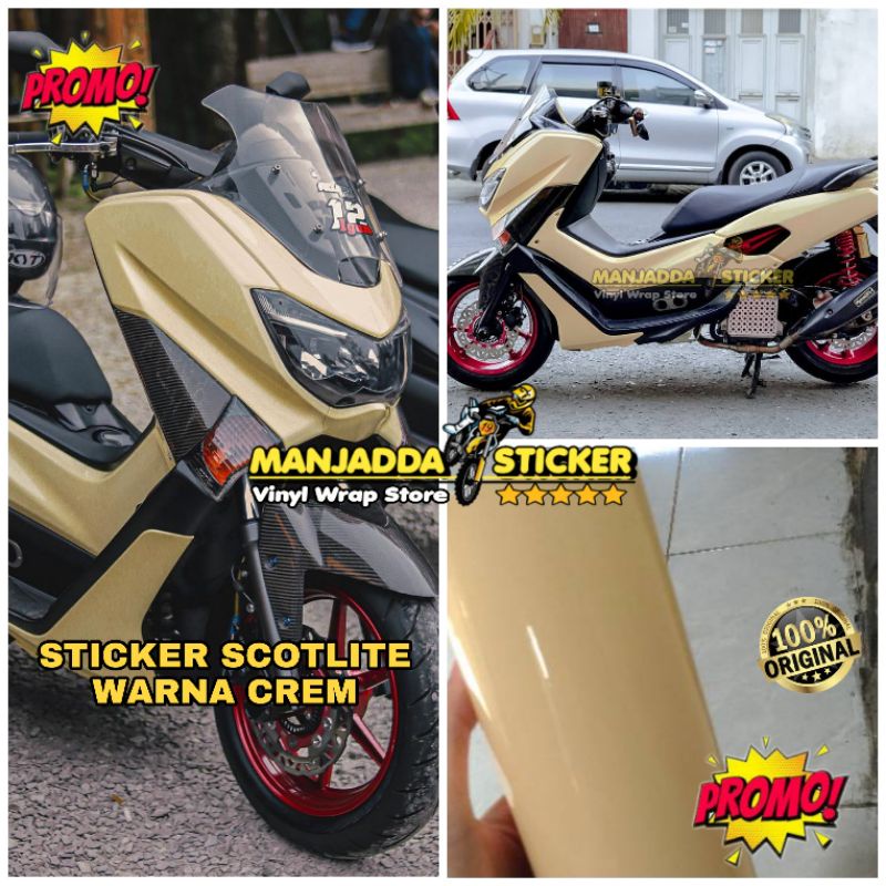 STIKER SKOTLET MOTOR WARNA CREAM