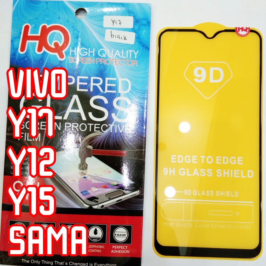 TG FULL Vivo Y17 / Y12 / Y15 Tempered Glass Anti Gores Kaca Pinggiran Hitam