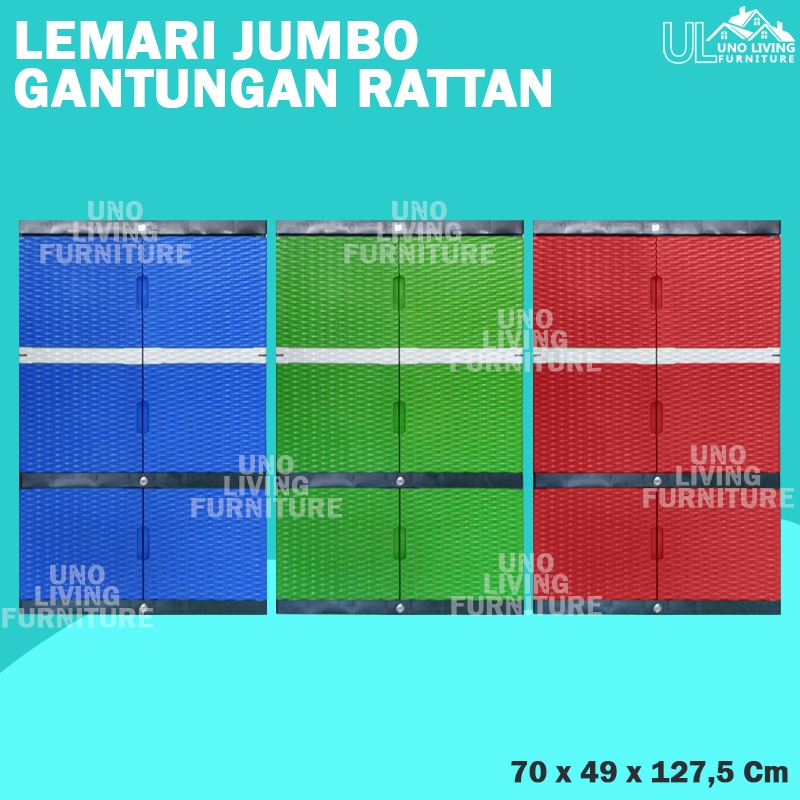 JUMBO - LEMARI PLASTIK SERBAGUNA ROTAN FULL KUNCI FULL KUNCI RATTAN LEMARI GANTUNGAN LEMARI PAKAIAN PLASTIK