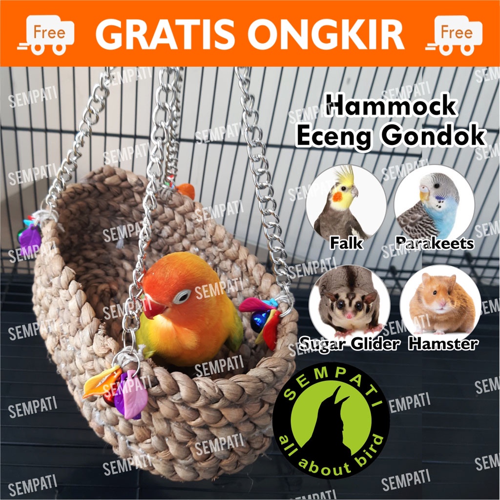 HAMMOCK HAMOK AYUNAN MAINAN BURUNG LOVEBIRD FALK NURI PARROT PARKIT MAINAN SUGAR GLIDER HAMSTER HMCE