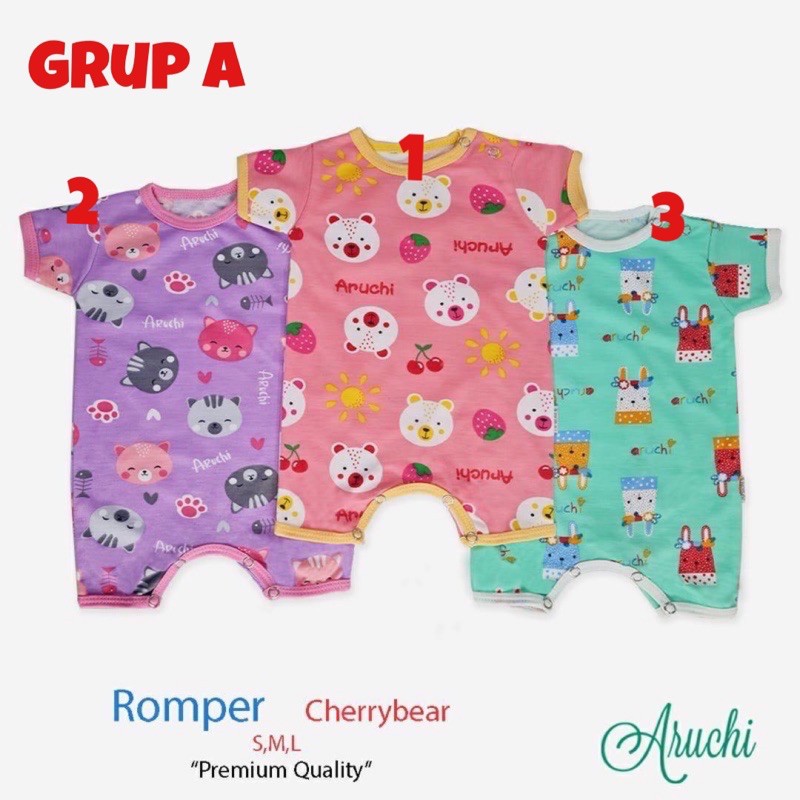 Aruchi Romper Bayi (1pcs/pack) / Jumper Segiempat Bayi Anak SML