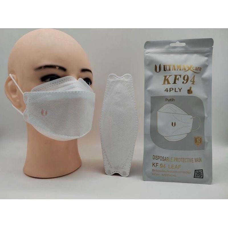 KF94 UTAMA 4ply Hitam, Putih Isi 10pcs ada Embos nya