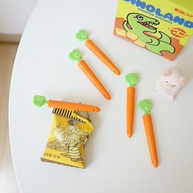 KLIP JEPITAN KEMASAN MAKANAN WORTEL 1PC 5PCS SNACK SEALING CLIP CARROT TEMPELAN MAGNET KULKAS PENJEPIT Jepitan