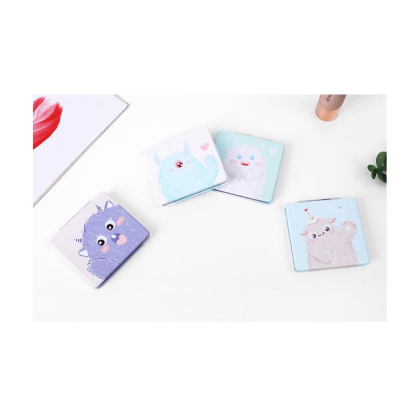 KACA SAKU PORTABLE CERMIN LIPAT UNIK LUCU PREMIUM BANYAK MODEL KACA MAKE UP PERBESAR 2X-2