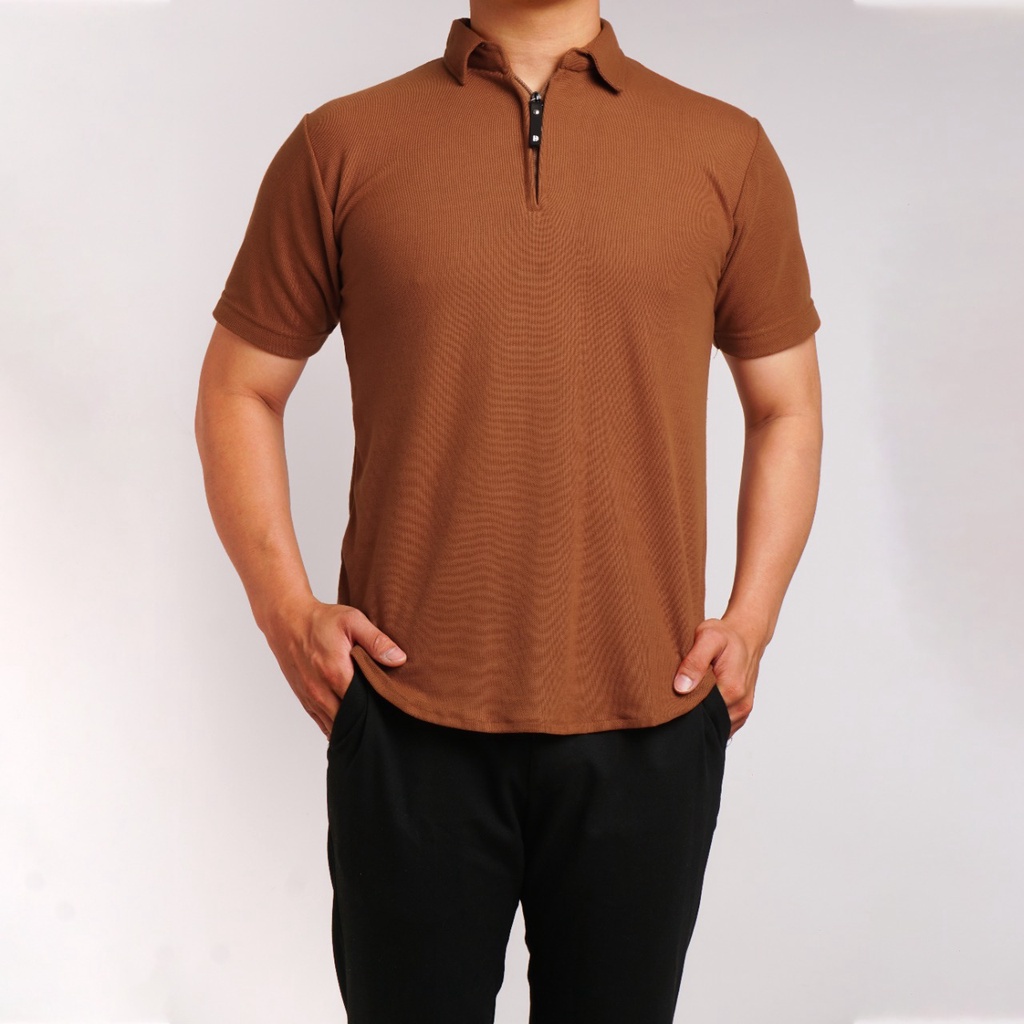 Kaos Kerah Polo Shirt Pria Polos Lengan Pendek Original Broguy - Light Brown