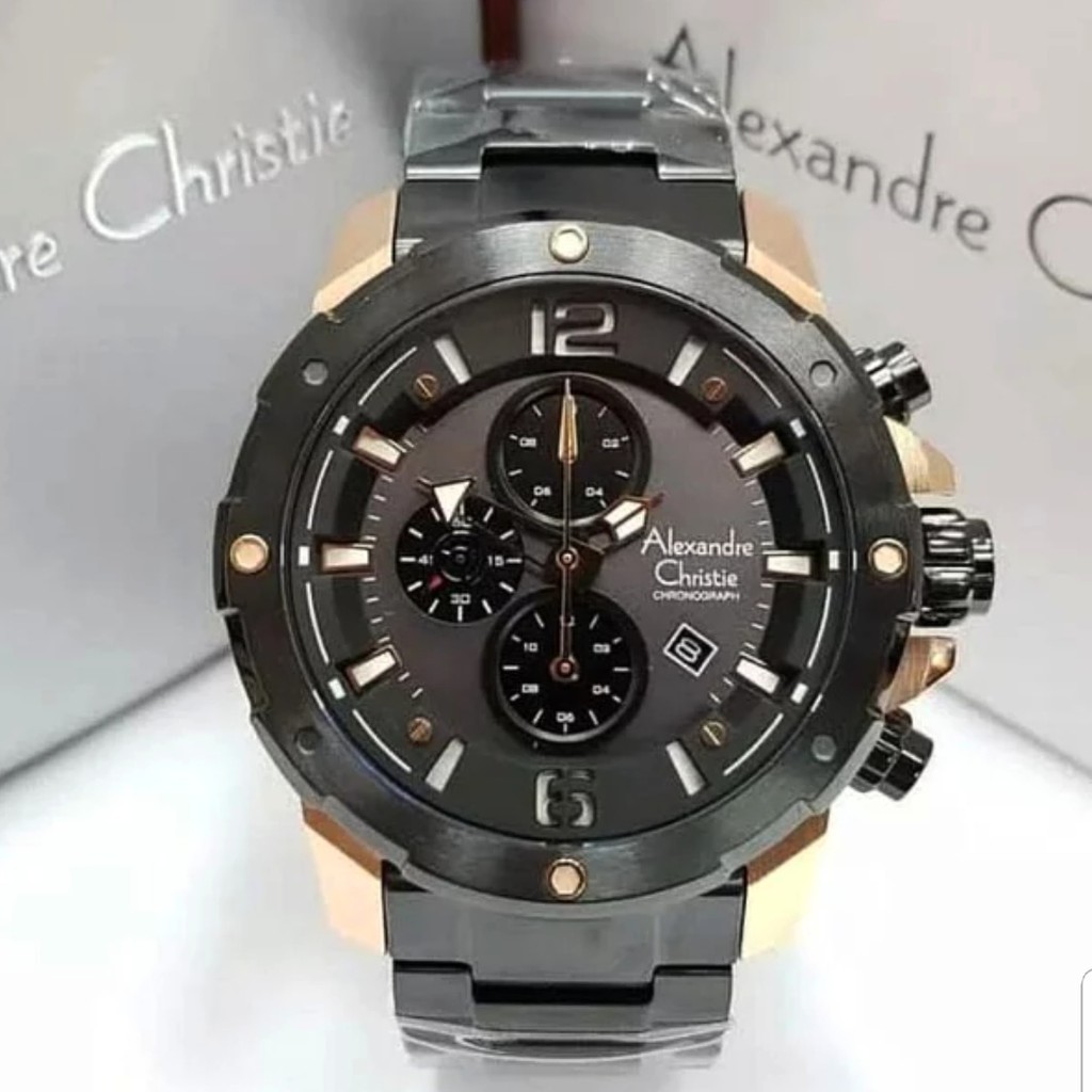 Alexandre christie original ac6410 black rosegold jamtangan pria