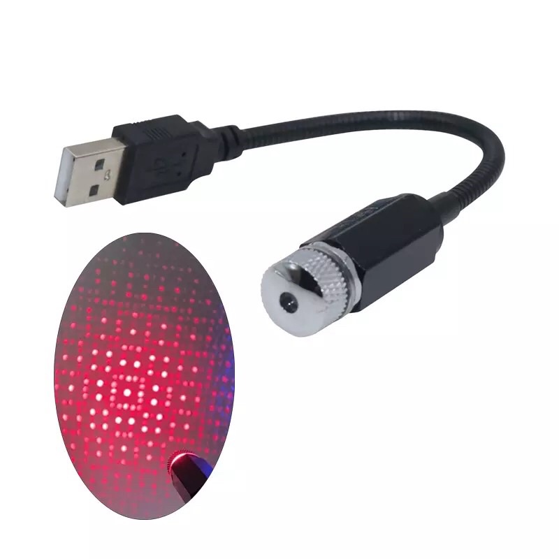 Lampu Bintang Merah USB Dekorasi Interior Langit Plafon Atap Mobil Aksesori Otomotif