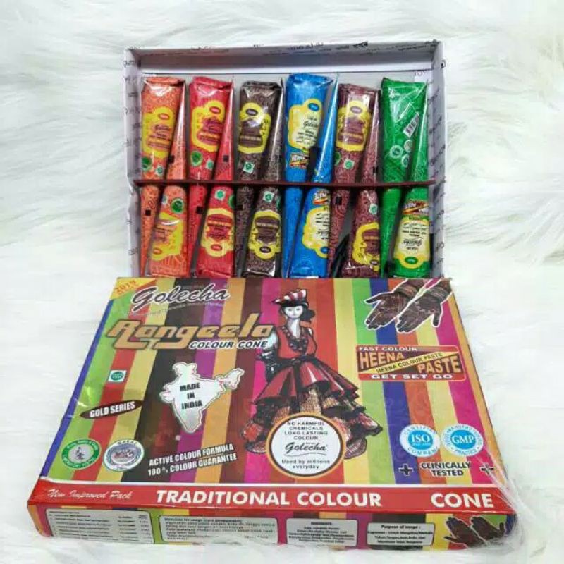 HENA GOLECHA ORI ( WARNA MIX ) BPOM 12pcs