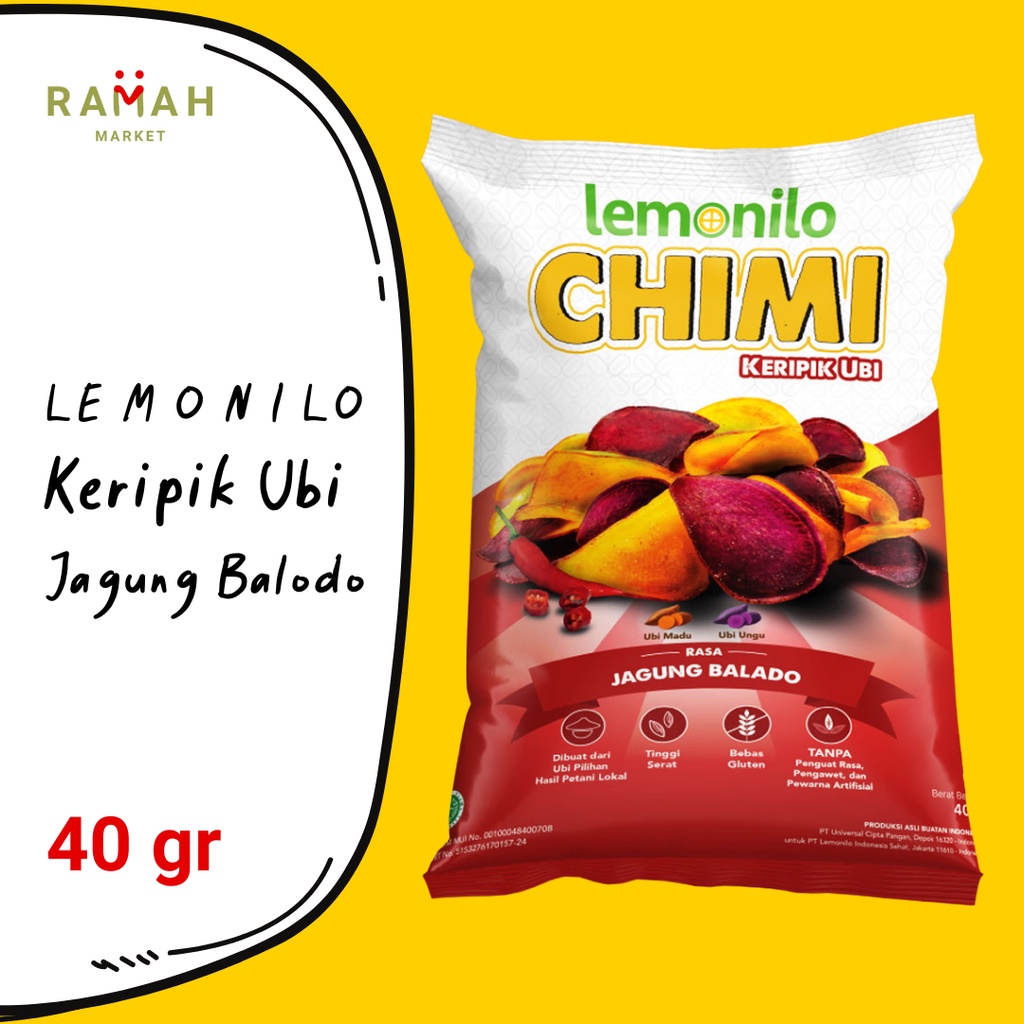 

Lemonilo Chimi Keripik Ubi Rasa Jagung Balado - 40gr