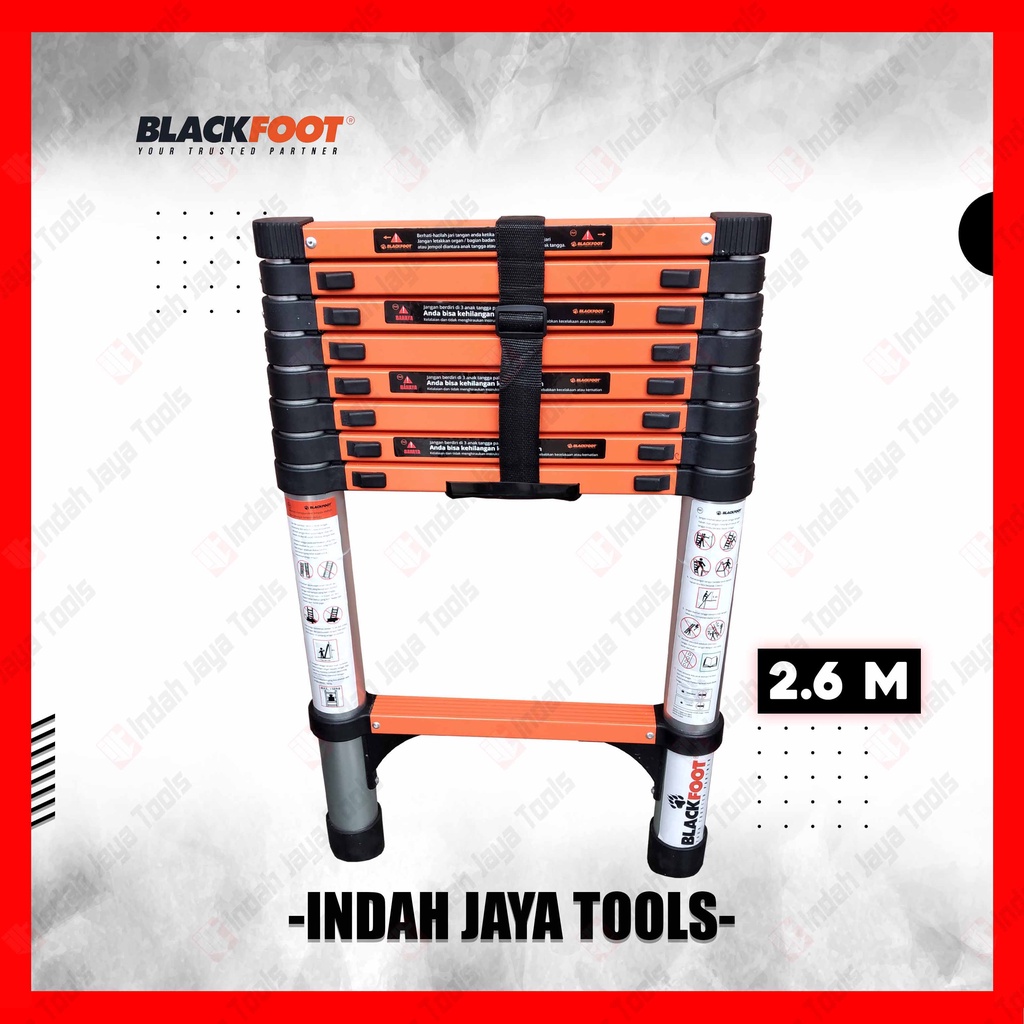 BLACKFOOT Tangga TELESKOPIK SINGLE 2.6 M Lipat Alumunium Meter