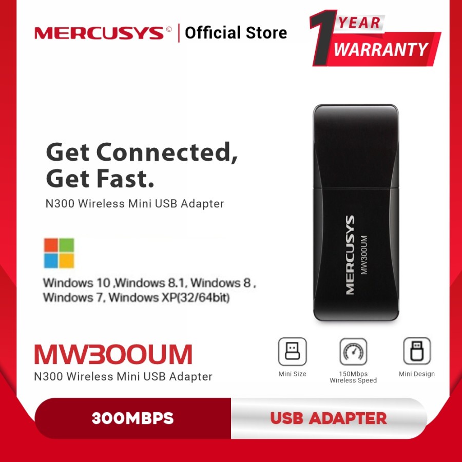 Mercusys N300 Wireless Mini USB Adapter Wifi 300 Mbps MW300UM