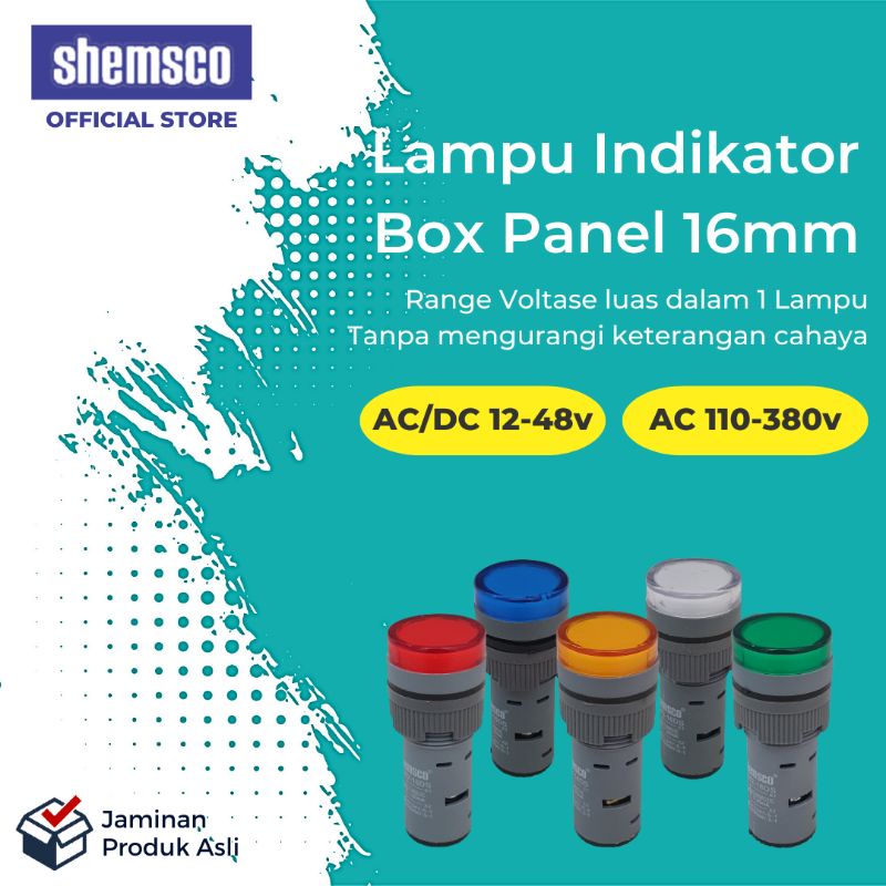 LED 12v 24v 48v 110v 220v 380v Pilot Lamp 16mm Lampu Indikator Listrik Panel PLAD Tegangan AC DC She