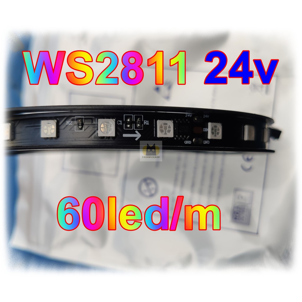 Led strip rgb ws2811 24v 5m 300led Indoor ip30 PCB tebal