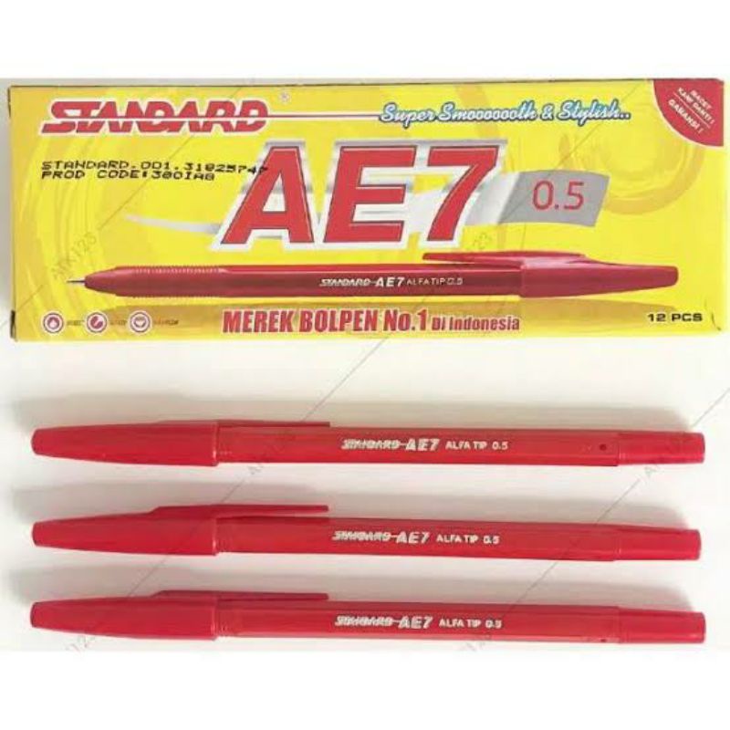 

Bolpoin, Pulpen, Pen Standard Ae7 0.5mm Merah/Red
