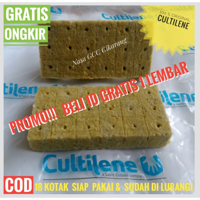 ROCKWOOL CULTILENE HIDROPONIK SIAP PAKAI SUDAH DI LUBANGI