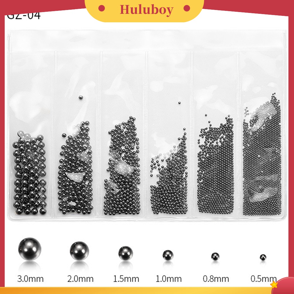 Huluboy Huluboy♡ Manik-manik Caviar Bola Metal 3D Ukuran Campur Untuk Dekorasi Manicure