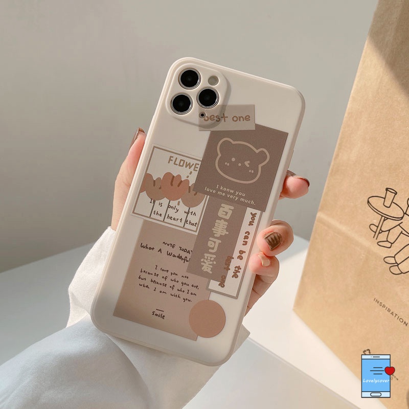 Sweet Bear Soft Case Oppo A54  Reno 6 5 4 A35 A53 2020 A5s  A94 A33 2020 A31 2020 A32 A12  A3s A7 A11 A5 A9 2020 A74 A12e A92 A52 A72 Reno4F  Smiley Protective Cover-4