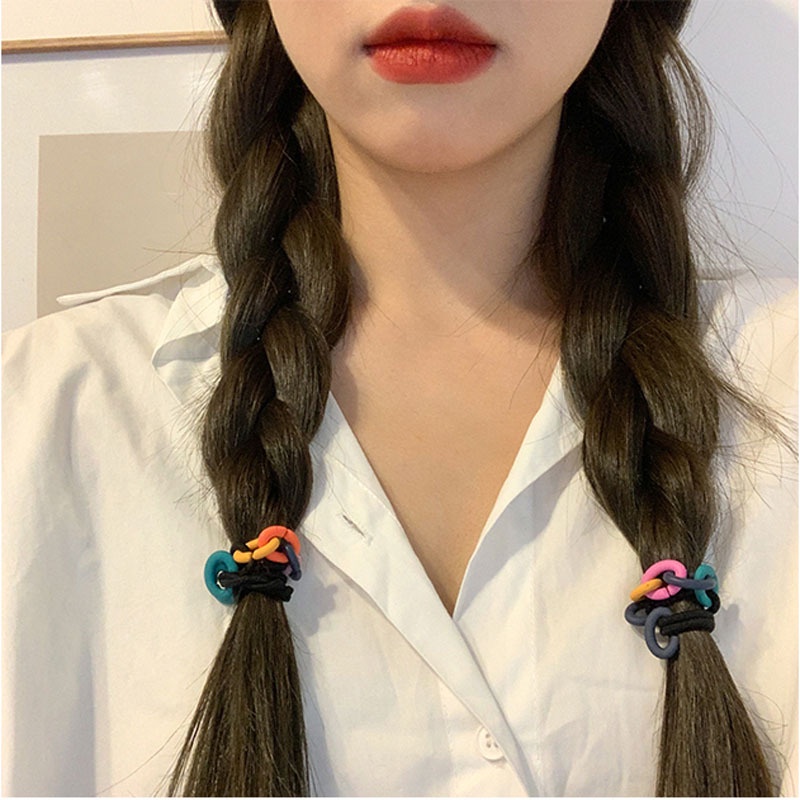 CHAIN ELASTIC CUTE COLORFUL HAIR TIE BAND IKAT KARET RAMBUT ELASTIS ANAK WANITA WARNA HAIRTIES COLOR AKSESORIS HAIR ACCESSORIES TIES