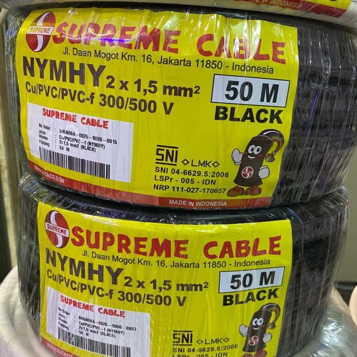 listrik   kabel nymhy 2x1 5 mm supreme hitam serabut 50 mtr berkualitas
