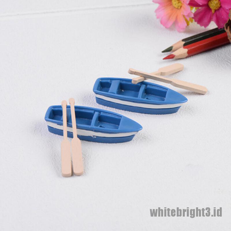 (white3) 1 Set Miniatur Perahu Untuk Dekorasi Taman Peri