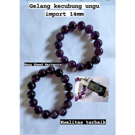 Gelang kecubung Jumbo 14mm kecubung ungu Amethys Quartz Asli