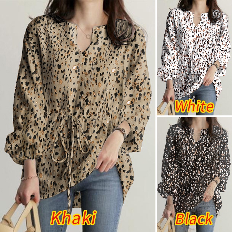 ZANZEA Women Fashion Long Flare Sleeve Drawstring Waist Casual Blouse