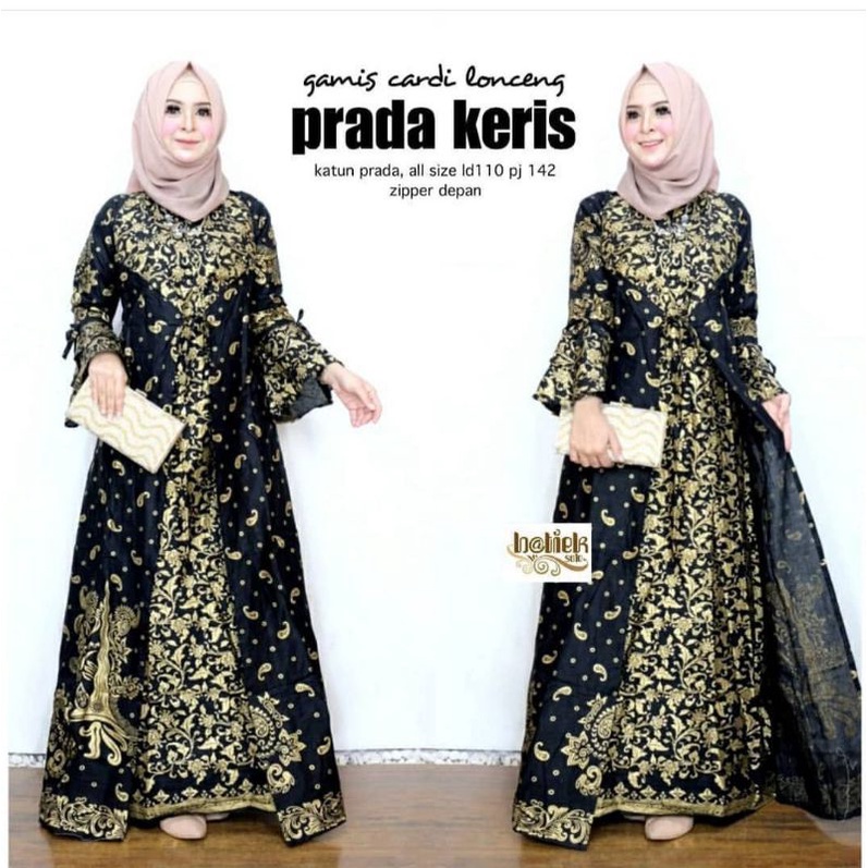 Maura Couple - Sania Ruffle Batik Keluarga Couple Jazy Gamis Syar'i - Gamis Kerah Jazy Terbaru Motif Keris Prodo