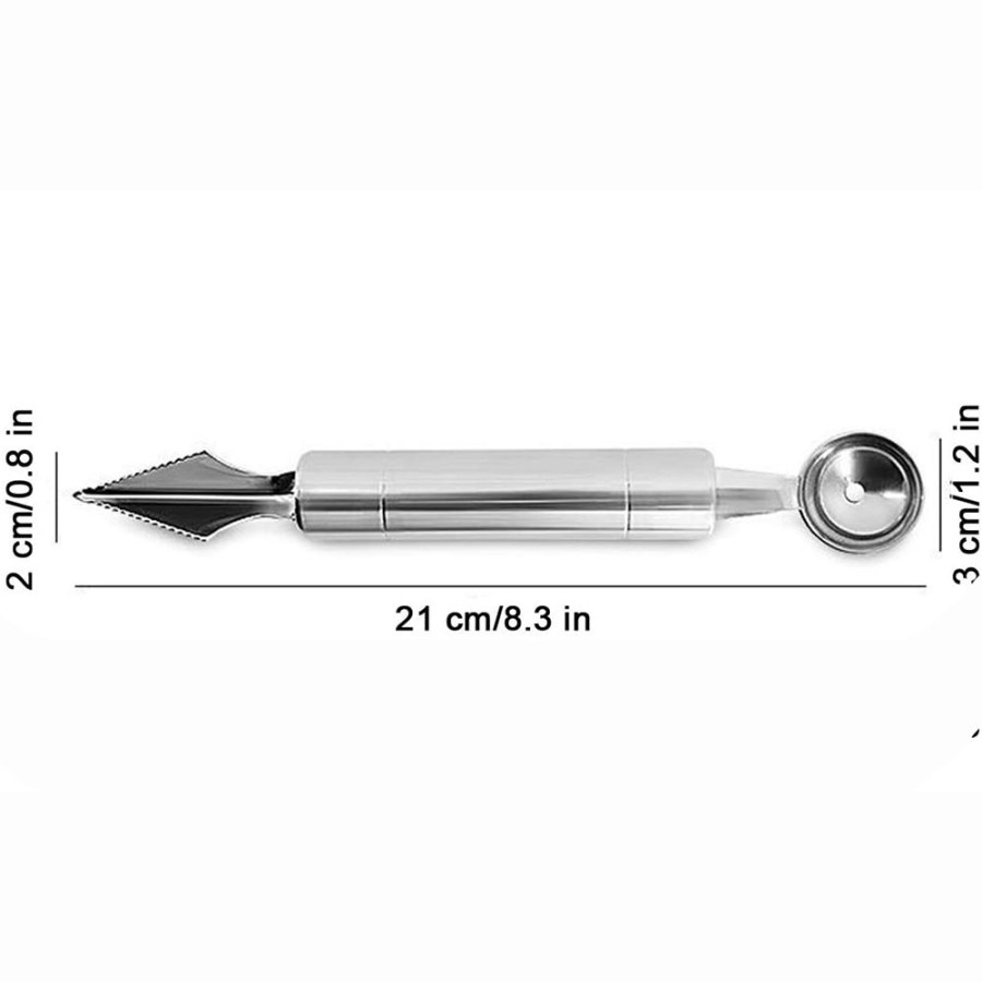 Sendok Pengupas Buah Salad Double-headed Fruit Spoon Scooper - WYV737 - Silver