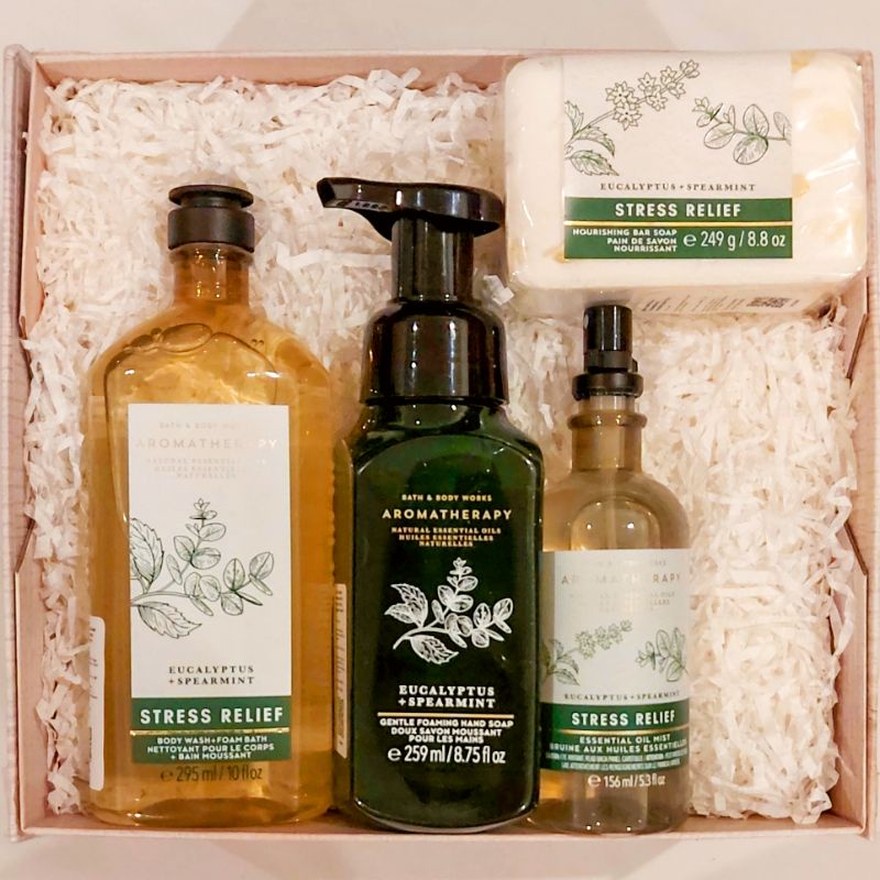 BBW AROMATHERAPHY STRESS RELIEF EUCALYPTUS + SPEARMINT GIFT SET PAKET BATH &amp; BODY WORKS